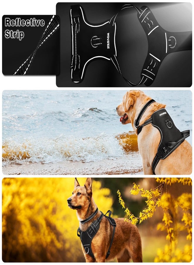 WINSEE Dog/Pet Harnesses No Pull with Dog Collar, Adjustable Reflective Oxford Outdoor Vest, Front/Back Leash Clips for Small, Medium, Large, Extra Large Dogs, Easy Control Handle for Walking - Image 3